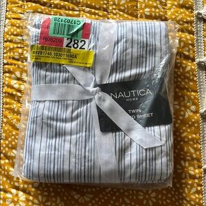 Nautica Home Twin Sheet Set - White and Blue Stripes